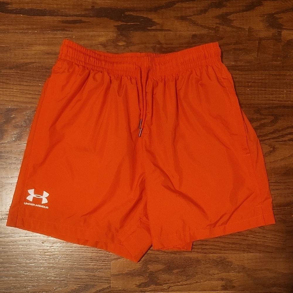 NWT Under Armour Men's Essential Icon Volley Red Loose Athletic Beach Shorts | S - Picture 9 of 10